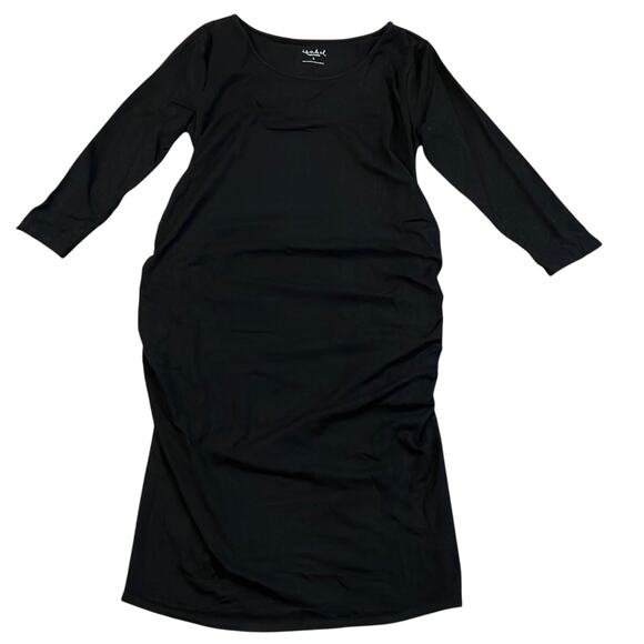 NWT INGRID AND ISABEL Black Ruched Maternity Dress Large - Picture 2 of 7